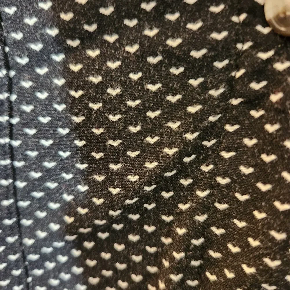 Jachs New York Girlfriend Navy Blue Heart Dots Button Down Blouse